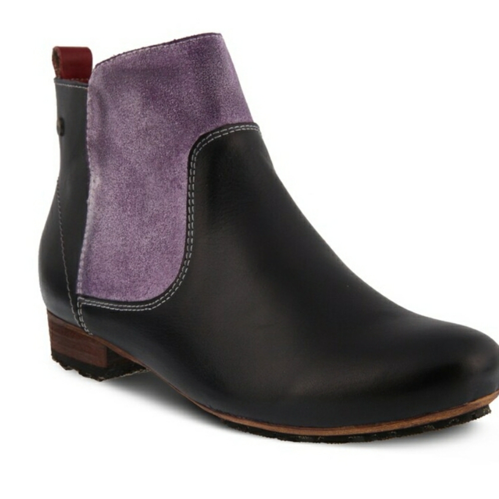 L’ Artiste by Spring Step Aladyn Ankle Boot Leather 38 (US 7.5-8) Black & Purple